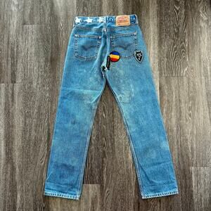 Vintage Levi’s 501 Jeans XS W28 L30 ICONS Rework USA Distressed Patchwork Denim
